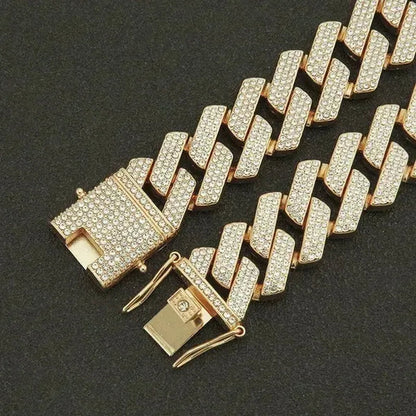 High Quality Fashion Jewelry 20mm Width Hip Hop Cuban Chain Bracelet Silver Gold Iced Out Diamond Cuban Link Bracelet Mens