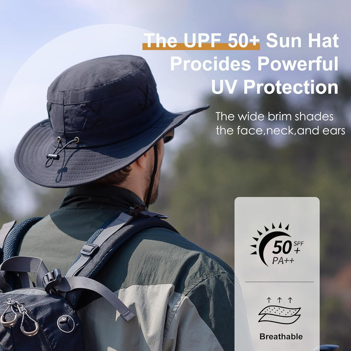 Sun Hats for Women Men UV Protection Summer Hat Wide Brim Packable UPF50 Cowboy Hat Hiking Fishing Hats