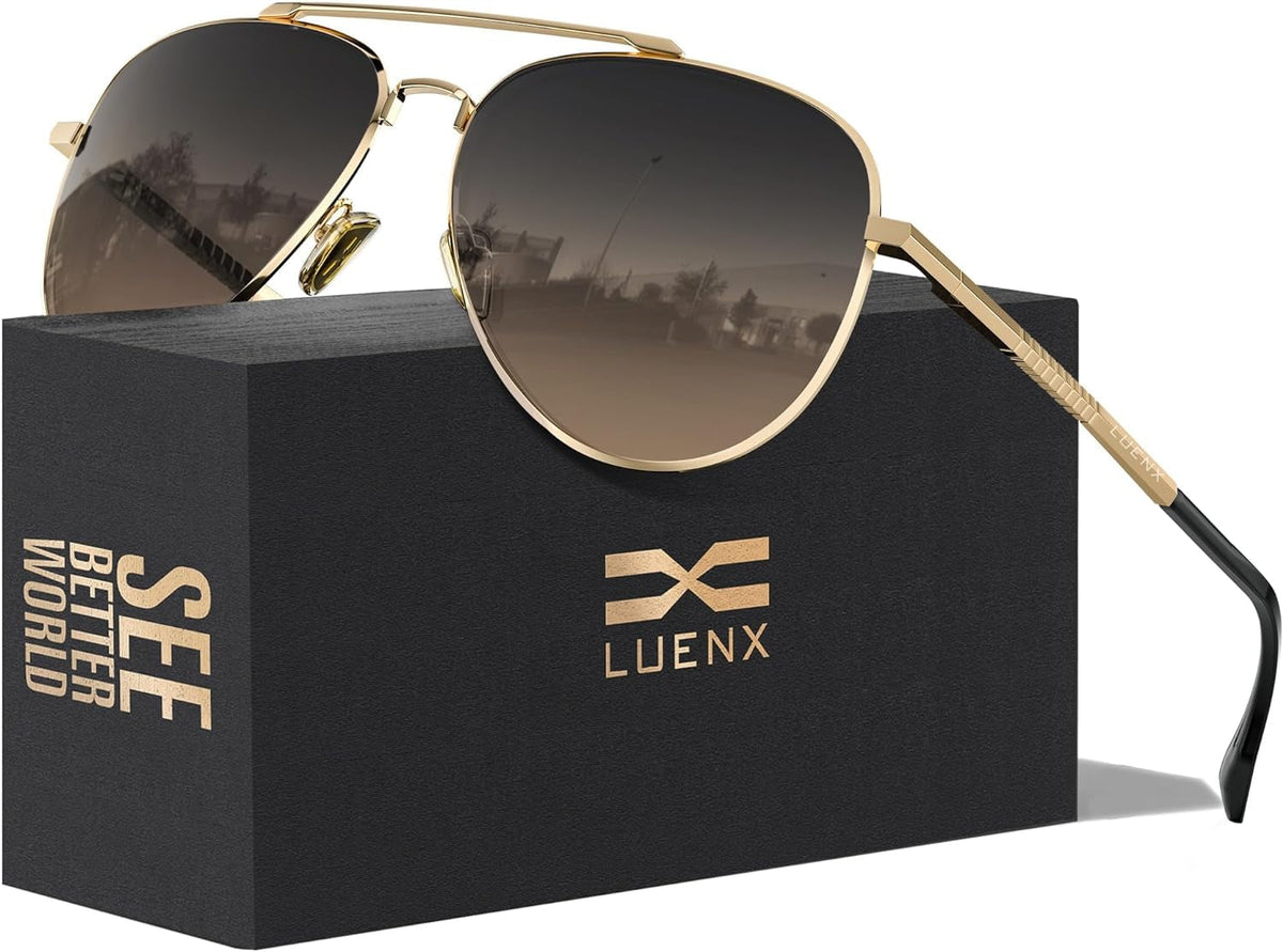 Aviator Sunglasses for Men Women Polarized Driving Classic Shades - UV 400 Protection with Accessories 60MM