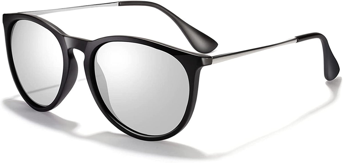 Sunglasses Womens Men Polarized UV Protection Trendy Vintage Retro Round Mirrored Lens Sunglasses For Women
