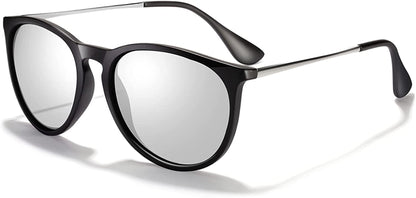 Sunglasses Womens Men Polarized UV Protection Trendy Vintage Retro Round Mirrored Lens Sunglasses For Women