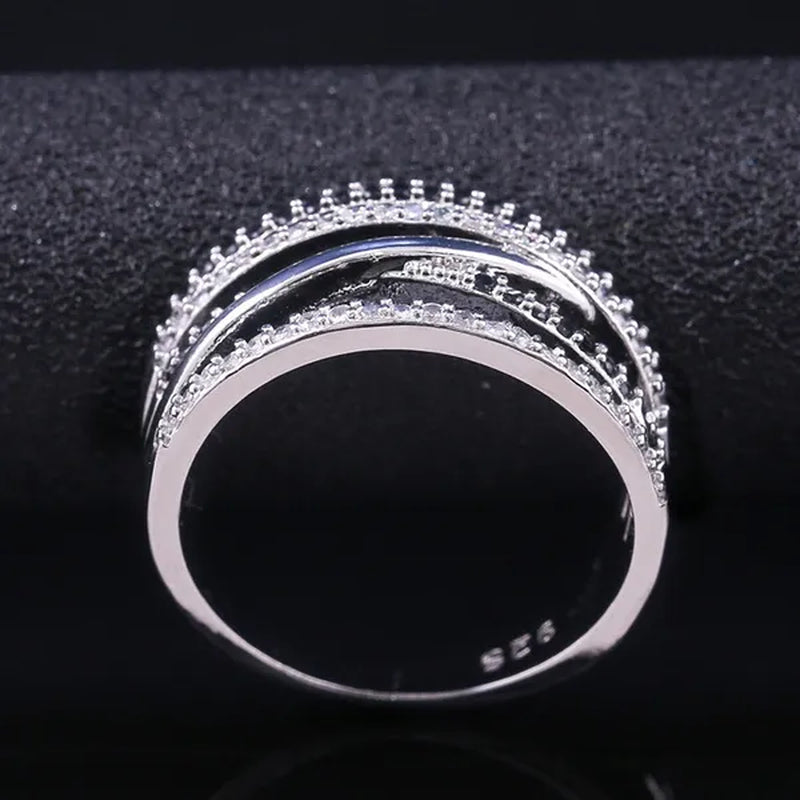 Natural Black Sapphire Diamond Ring Anniversary Gift Engagement Wedding Rings Jewelry Gift for Women Ladies Size 5 6 7 8 9 10