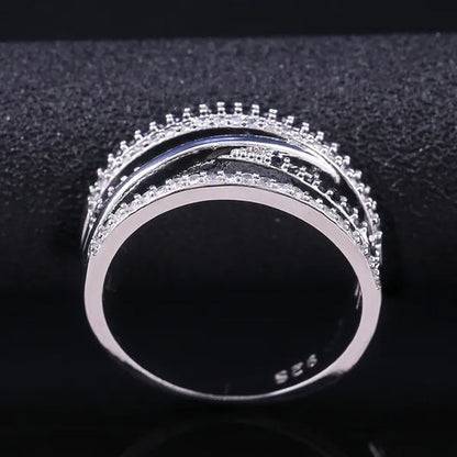 Natural Black Sapphire Diamond Ring Anniversary Gift Engagement Wedding Rings Jewelry Gift for Women Ladies Size 5 6 7 8 9 10