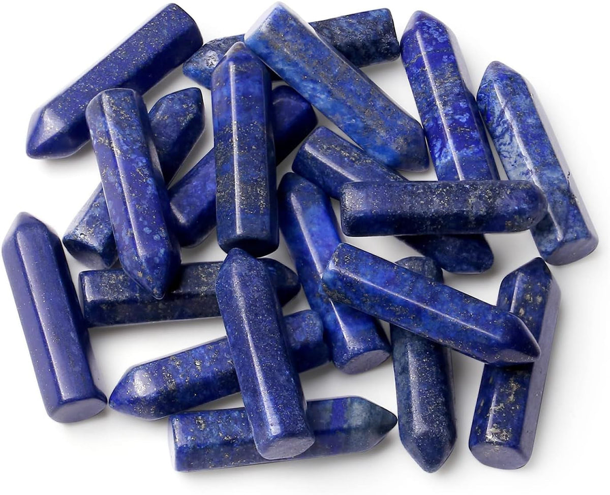 10PCS Lapis Lazuli Natural Healing Crystals Stones Set Polished Tumbled Pocket Gemstones Bulk Hexagonal Points Reiki Energy Balancing Chakra Meditation Therapy Gift