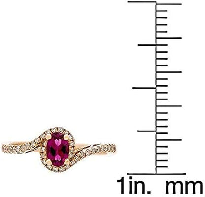 10K Yellow Gold Mozambique Genuine Ruby Ring with Diamonds for Women | Ethically, Authentically & Organically Sourced (Oval-Cut) Shaped Ruby Hand-Crafted Jewelry for Her | Ruby Ring for Women