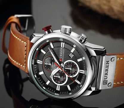 Men's CURREN 8291 Analog Digital Army Military Watches Leather Sports Watch Quartz Wristwatch