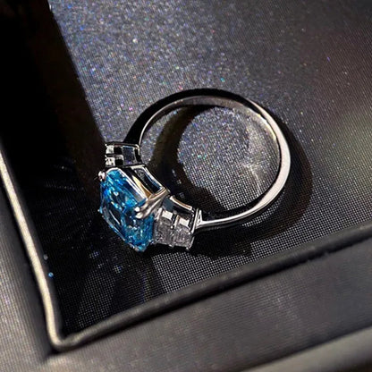 Trendy Women Gemstone Rings Silver Plated Square Cut Citrine White Sapphire Rings Bridal Engagement Proposal Crystal Jewelry