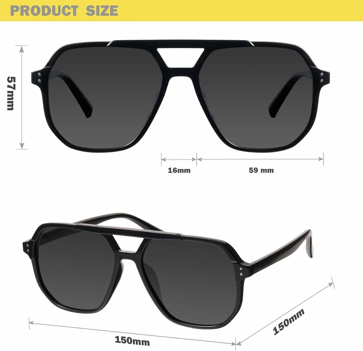 Oversized Aviator Sunglasses for Women and Men with Polarized Lens MS52243