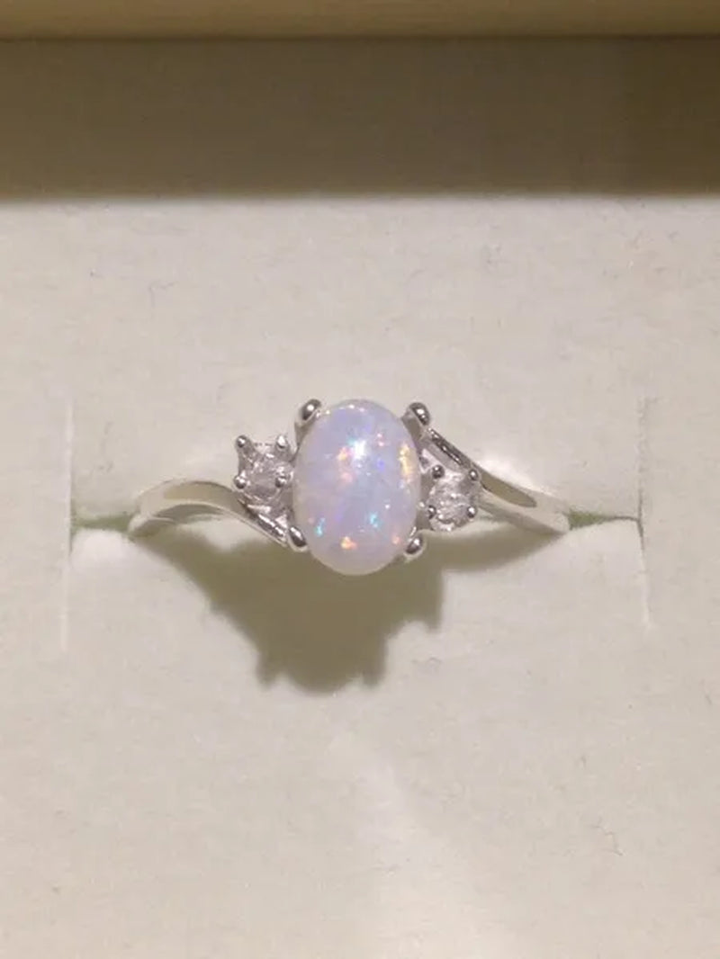 Exquisite Women wedding Jewelry Oval Cut Opal Jewelry Birthday Proposal Gift Bridal Engagement Party Band Rings Size 5 - 11