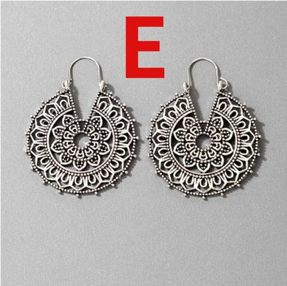 2023 new vintage fashion ladies bohemian 925 silver petal heart-shaped metal totem earrings earrings large hoop earrings glamorous bridal wedding engagement earrings anniversary birthday party gift jewelry 1 pair