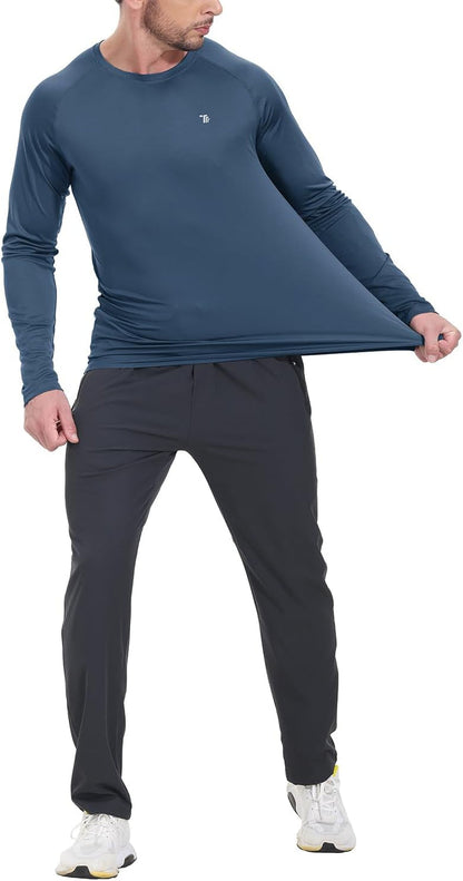 Mens Sun Protection Hiking Shirts Long Sleeve Water UPF 50+ SPF UV Shirts Lightweight Fishing Hiking Swimming