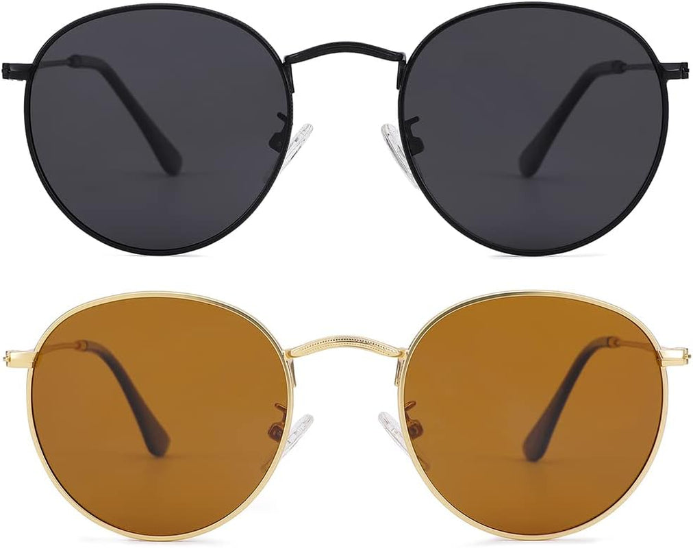 Small Round Metal Polarized Sunglasses for Women Retro Designer Style