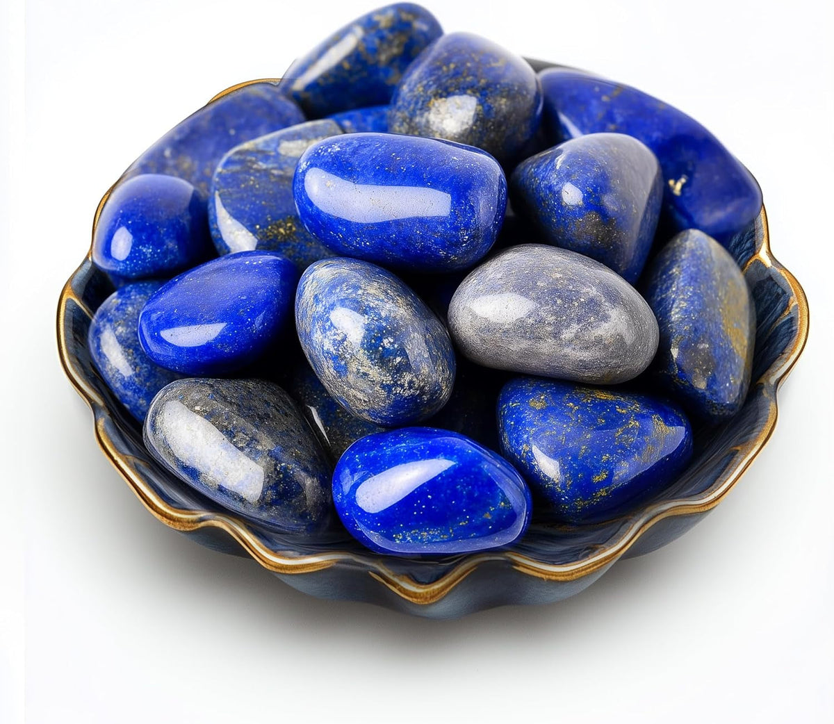 Polished Stone Set Lapis Lazuli Crystals, Handpicked Tumbled Gemstones Rocks, Pebbles for Reiki, Chakra, Healing, Home Decor 0.8 Inches 7 Oz