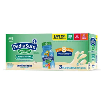 Pediasure Grow and Gain Nutritional Shake with Fiber for Kids, Vanilla, 8 Fl. Oz., 24 Pk.