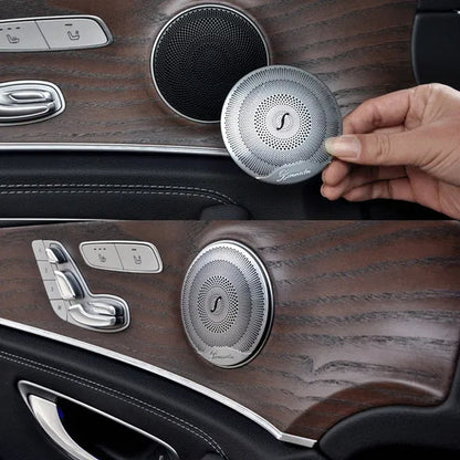 4Pcs Car Door Audio Speaker Decor Cover Loudspeaker 3D Trim Sticker for Mercedes Benz AMG C E Class W205 W213 GLC 2016 2017 Car Styling Accessories
