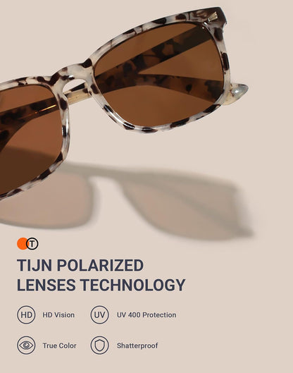 Polarized Sunglasses for Womens and Mens,Classic Square Frames Shades for UV Protection, Stylish and Trendy Sunnies