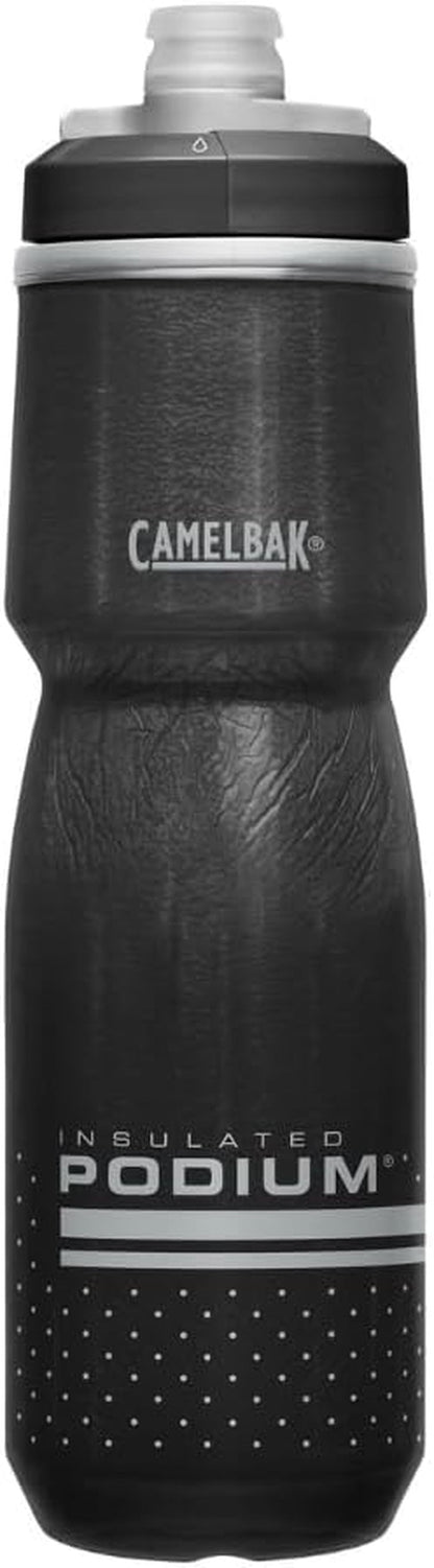 Podium Chill Insulated Bike Water Bottle - Easy Squeeze Bottle - Fits Most Bike Cages - 24Oz, Black