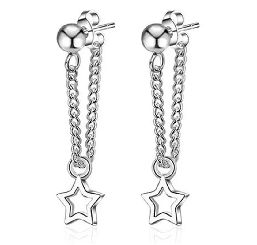 925 Sterling Silver Exquisite Star Dangle Earrings for Women Punk Drop Earrings for Women Sterling Silver Jewelry