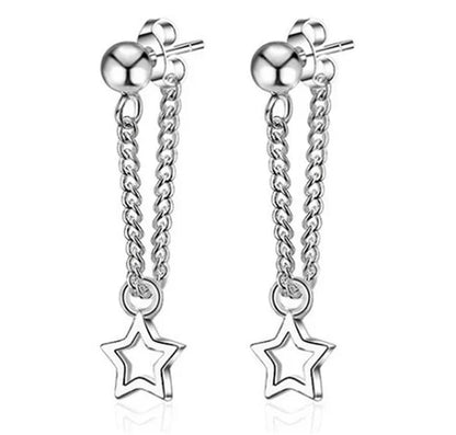 925 Sterling Silver Exquisite Star Dangle Earrings for Women Punk Drop Earrings for Women Sterling Silver Jewelry