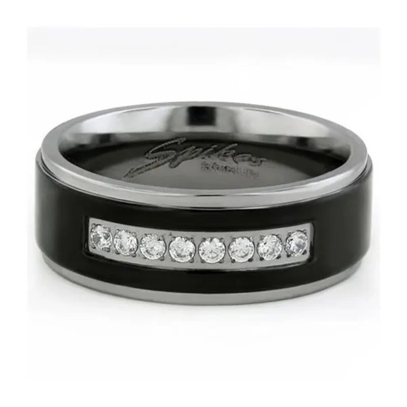 His & Hers 3pc Rose Gold Stainless Steel Wedding Ring Set & Black Titanium Band