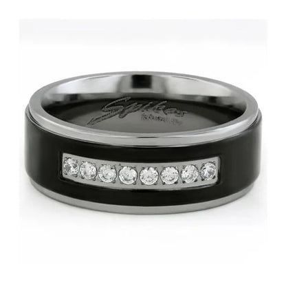 His & Hers 3pc Rose Gold Stainless Steel Wedding Ring Set & Black Titanium Band