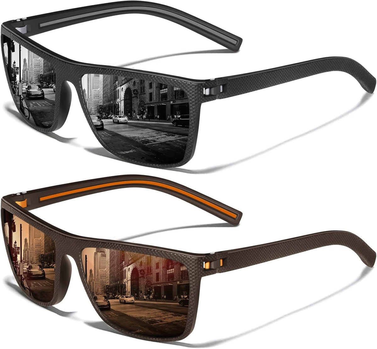 Square Polarized Sunglasses for Men Vintage Style Driving Travel Sun Glasses Lightweight Frame UV Protection Goggles