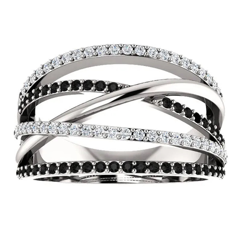 Natural Black Sapphire Diamond Ring Anniversary Gift Engagement Wedding Rings Jewelry Gift for Women Ladies Size 5 6 7 8 9 10