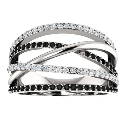 Natural Black Sapphire Diamond Ring Anniversary Gift Engagement Wedding Rings Jewelry Gift for Women Ladies Size 5 6 7 8 9 10