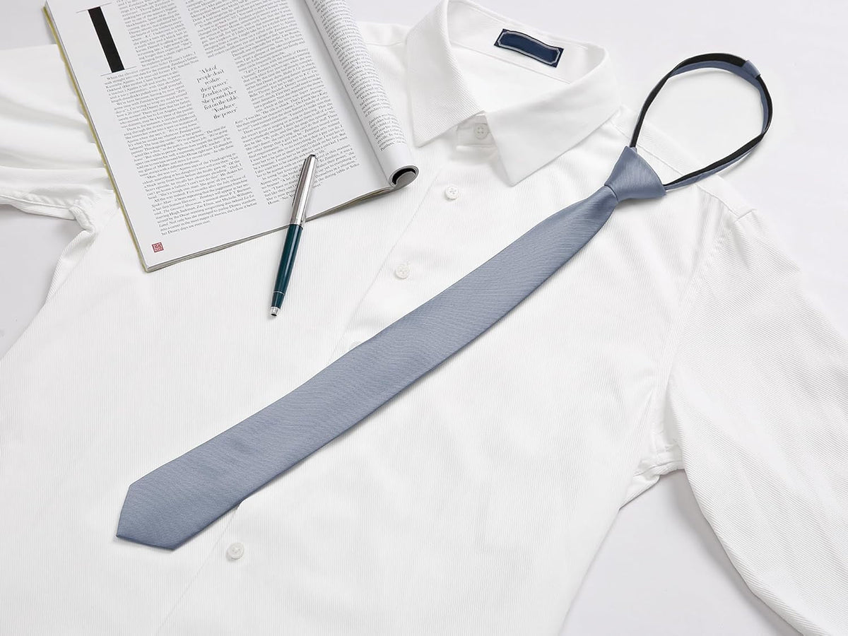 Men'S Skinny Pretied Solid Color Zipper Ties Neck Adjustable Strap Wedding Groom Tie