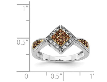 1/3 Carat (ctw) Champagne and White Diamond Ring in 14K White Gold (SIZE 7)