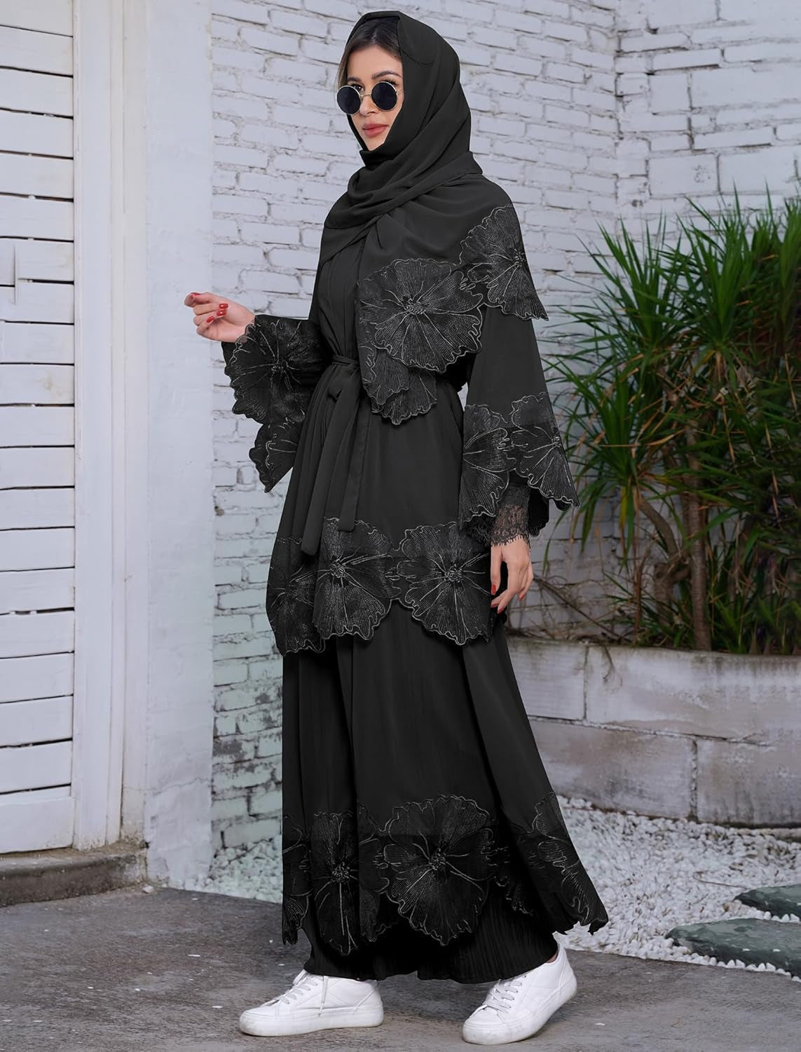 Women'S Muslim Prayer Dress Hijab Scarf Islamic Abaya Suit Two-Piece Turkey Kaftan Cardigan Dubai Full Length Dresses