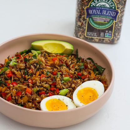 Royal Blend, Blend of Texmati White, Brown, Red, and Wild Rice, Premium Gluten Free Rice, Non-Gmo, 21 Ounce Jar