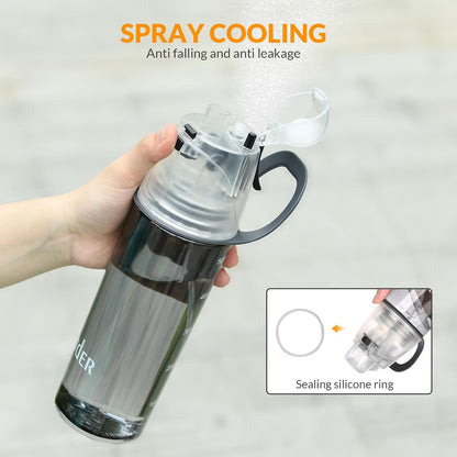 Water Bottle 16 OZ, Tritan Water Bottle with Mister, 2 in 1 Water Spray Bottle Bpa-Free&Leak-Proof, Sports Water Bottle with Flexible Handle for Fitness, Gym, Camping and Outdoors (1 Pack)