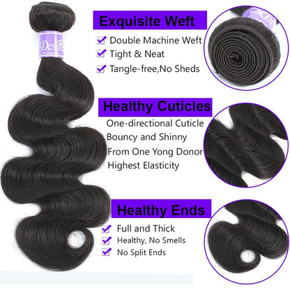 12A Body Wave Bundles Human Hair 8 Inch 1 Bundles 100% Unprocessed Brazilian Virgin Raw Hair Extensions Natural Black Weave Real Human Hair for Women