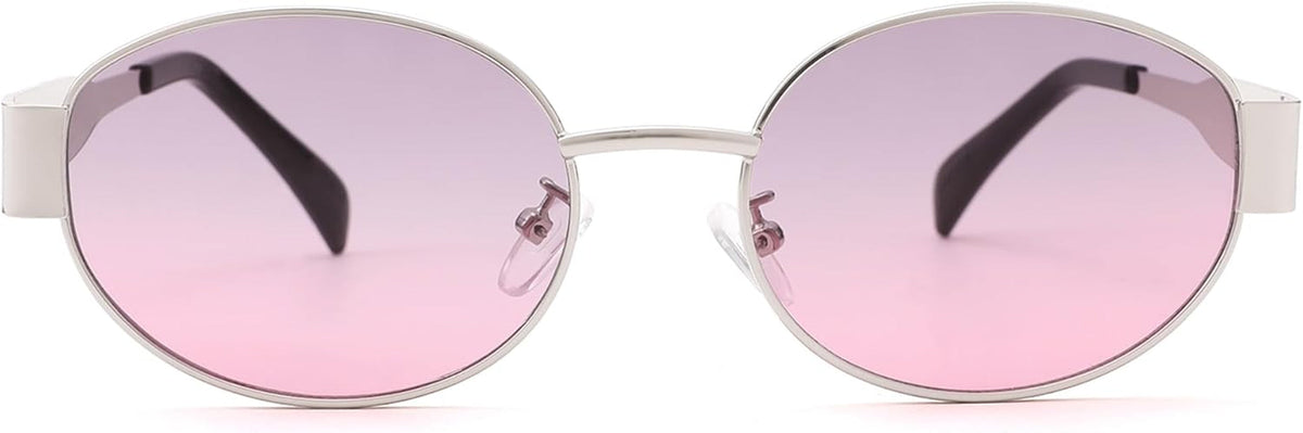 Retro Oval Sunglasses for Women Men - Fashion Sun Glasses - Rectangle Metal Frame Shades