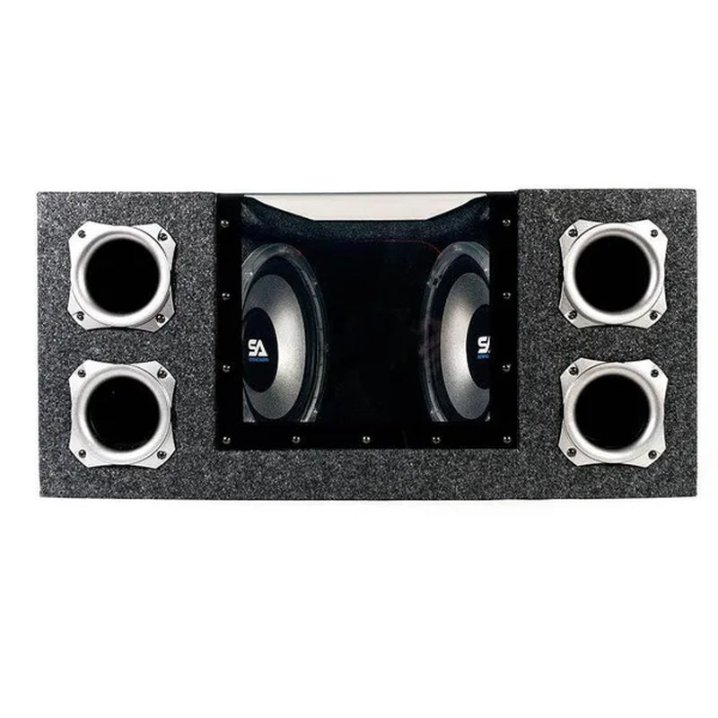 SA-PGCE10LED - Dual 10 Inch 1000 Watt Car Audio Subwoofer Box with LED Lights & Plexiglass Window