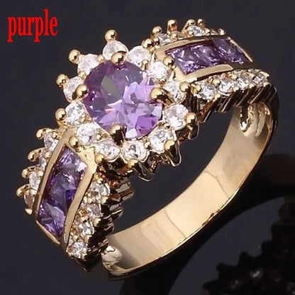 Jewelry Women Men's Blue Sapphire Cz 18K Golden Plated Wedding Rings Sz 7 8 9 10 11 ( Choice Color and Size )