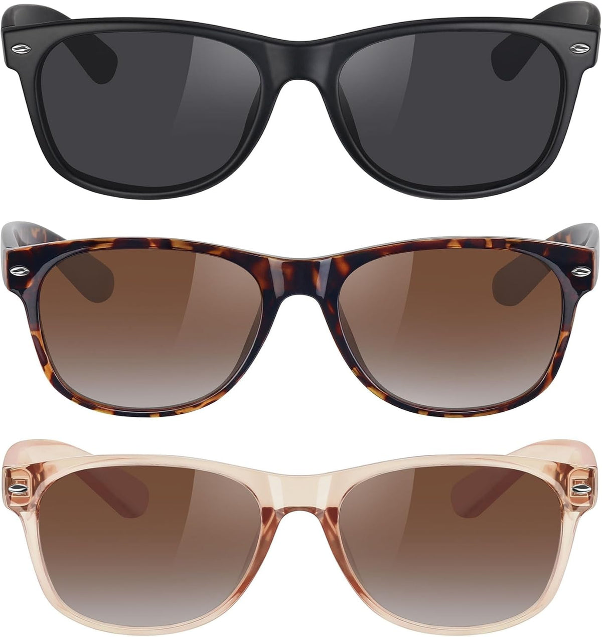 Classic Polarized Sunglasses for Women Men Trendy Retro Sun Glasses for Driving UV Protection (3 Pack)