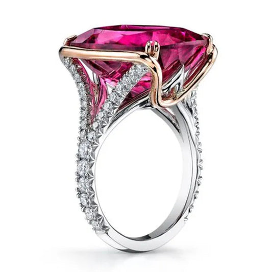 Charming 925 Solid Sterling Silver Ruby Diamond Ring Wedding Party Jewelry Gifts