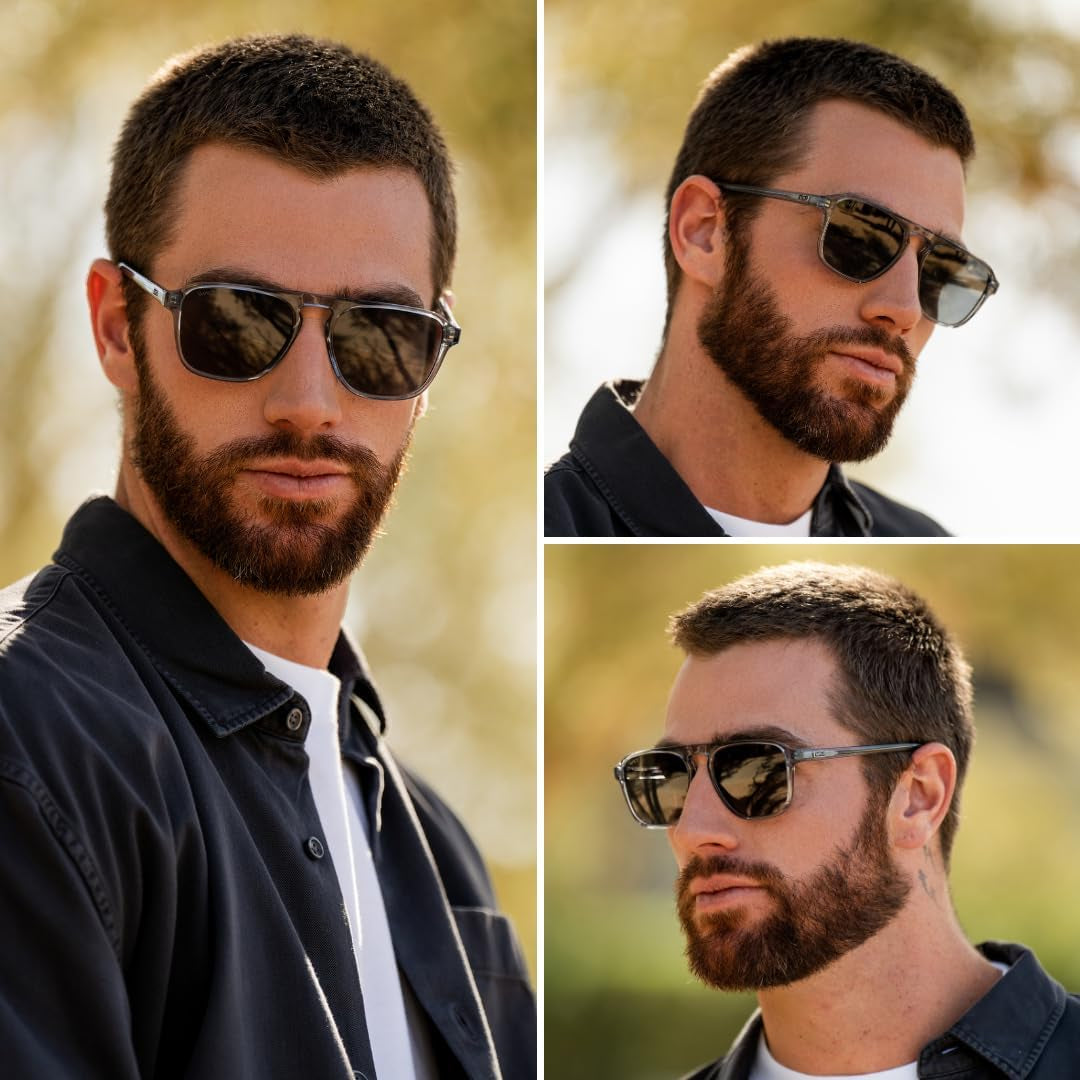 Polarized Modern Aviator One-Bridge Square Mens Sunglasses