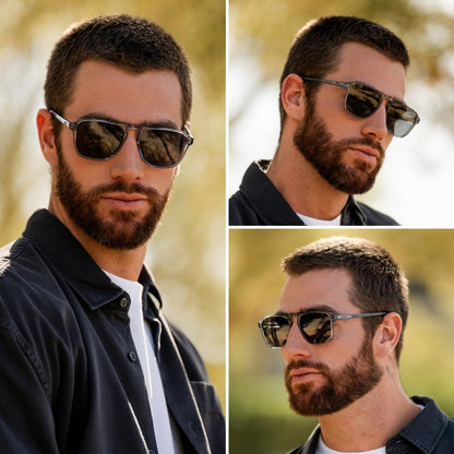 Polarized Modern Aviator One-Bridge Square Mens Sunglasses
