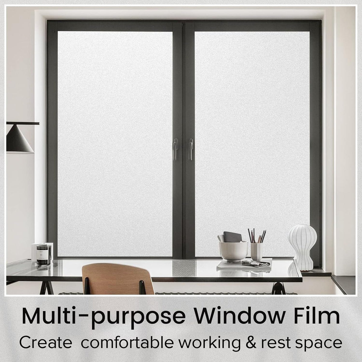 Window Privacy Film, Non-Adhesive Frosted Glass Window Film for Bathroom, Static Cling Heat Blocking Stickers for Home Indoor Opaque Frosting Coverings House Tint, Matte White 17.5" X 78.7"