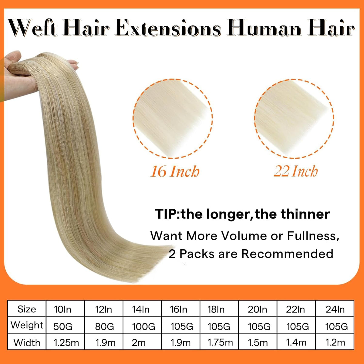 20 Inch Blonde Hair Extensions Real Human Hair Weft Extensions Color Dirty Blonde Mix Platinum Blonde Weft Hair Extensions Human Hair Sew in Hair Extensions Silky Soft Hair Weft 105G