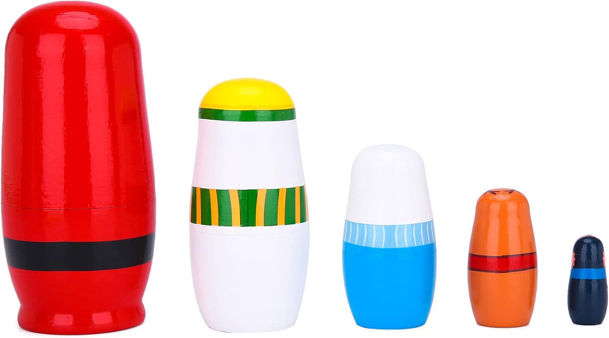 Nesting Dolls Russian Matryoshka Wood Stacking Dolls for Kids Handmade Toys(New Santa)