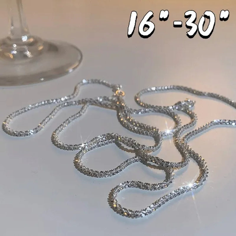 Women's Necklace Men's 16"-30" 3mm Shiny Ice Chain Necklace Chain Wedding Engagement Couple Jewelry