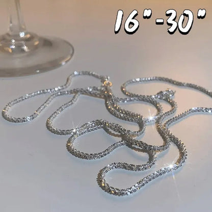 Women's Necklace Men's 16"-30" 3mm Shiny Ice Chain Necklace Chain Wedding Engagement Couple Jewelry