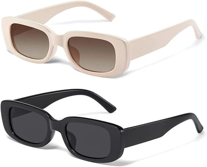 Rectangle Sunglasses for Women Men Trendy Y2k Retro 90s Sun Glasses UV400 Protection Cool Square Frame