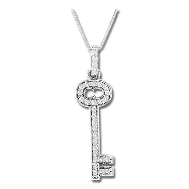 0.25 Ct. Diamond 14K Gold Key Pendant With 16 in. Gold Chain