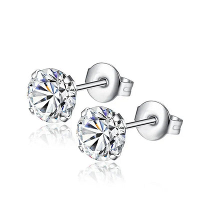 1 Pairs 3-8Mm Unisex Stud Earrings, 316L Stainless Steel round Cubic Zirconia Stud Earring, Ear Cartilage Piercing Earrings 9 Zircon Colors