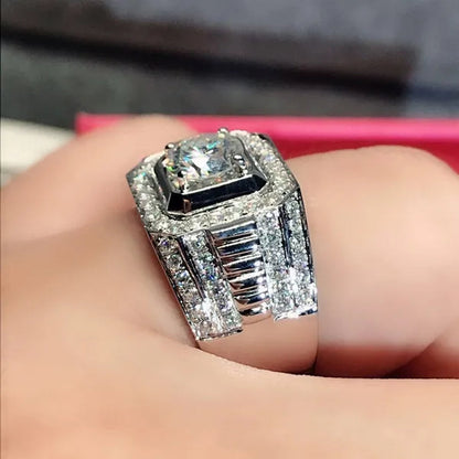 Luxurious Glod Filled 925 Sterling Silver Mens Ring Natural Gemstones Ring for Men Wedding Band Engagement Diamond Ring Fine Jewelry Christmas Gift